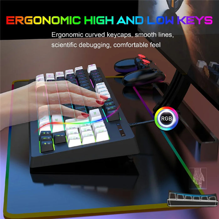 Y-FRUITFUL G69 Gaming Mechanical Feel Keyboard 87 Keys RGB Backlit USB Wired Esports Keyboard - Black+White - 6