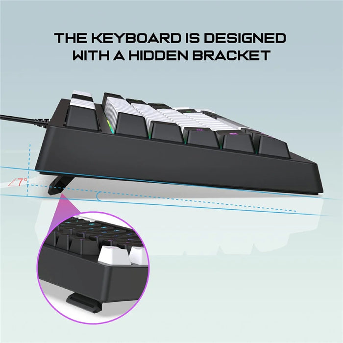 Y-FRUITFUL G69 Gaming Mechanical Feel Keyboard 87 Keys RGB Backlit USB Wired Esports Keyboard - Black+White - 7