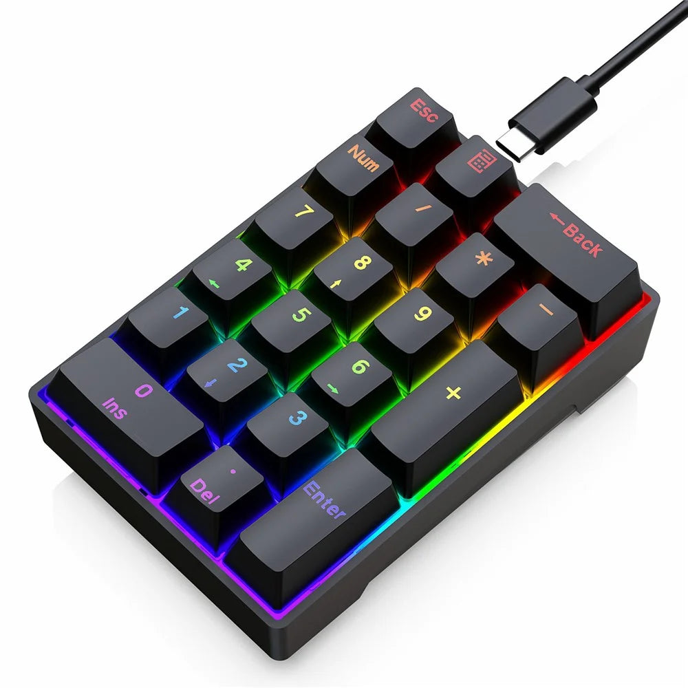 Y-FRUITFUL YF20 Laptop Mechanical Numeric Keypad 20 Keys RGB Backlit Wired External Mini Keyboard - Black - 2