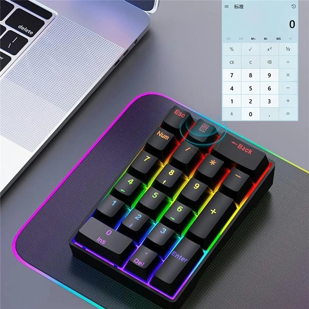 Y-FRUITFUL YF20 Laptop Mechanical Numeric Keypad 20 Keys RGB Backlit Wired External Mini Keyboard - Black - 4