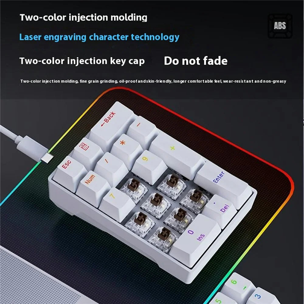 Y-FRUITFUL YF20 Laptop Mechanical Numeric Keypad 20 Keys RGB Backlit Wired External Mini Keyboard - Black - 5
