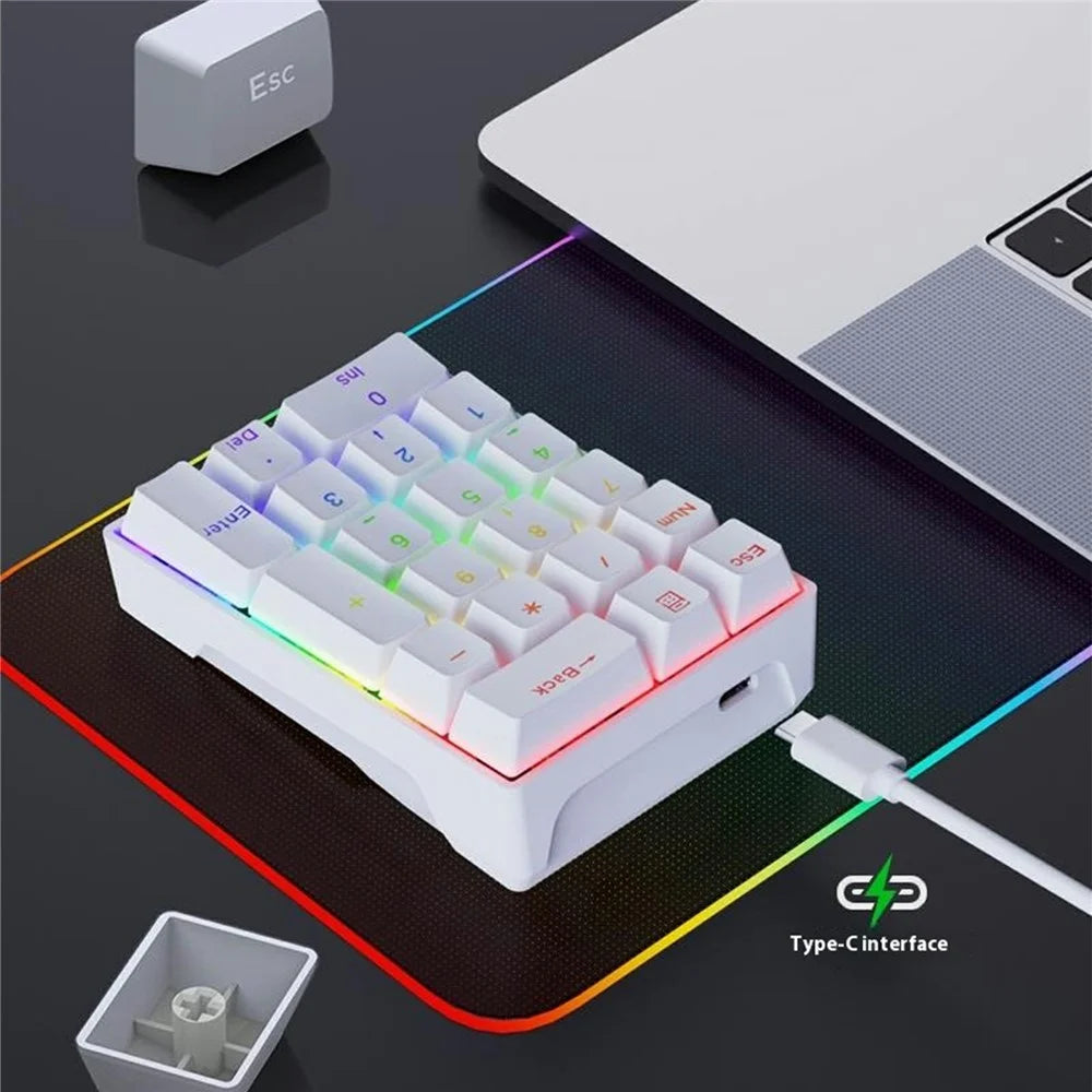 Y-FRUITFUL YF20 Laptop Mechanical Numeric Keypad 20 Keys RGB Backlit Wired External Mini Keyboard - Black - 6