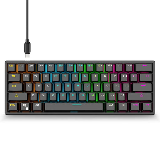 Y-FRUITFUL K33 61 Keys Type C Hot Swappable Mechanical Gaming Keyboard with RGB Light - Black - 1