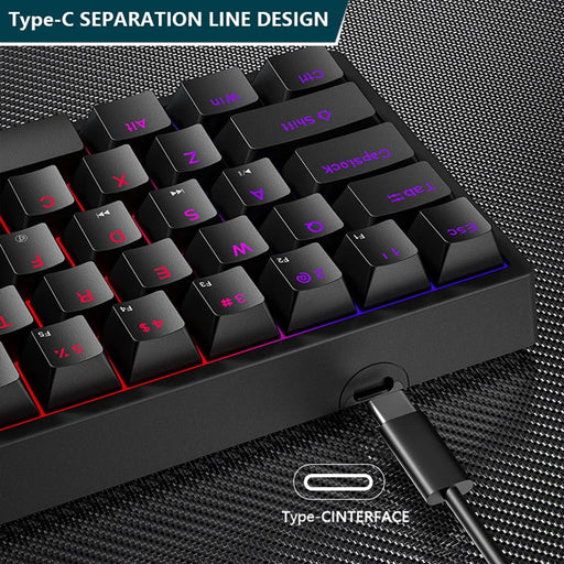 Y-FRUITFUL K33 61 Keys Type C Hot Swappable Mechanical Gaming Keyboard with RGB Light - Black - 2