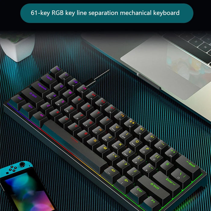 Y-FRUITFUL K33 61 Keys Type C Hot Swappable Mechanical Gaming Keyboard with RGB Light - Black - 3