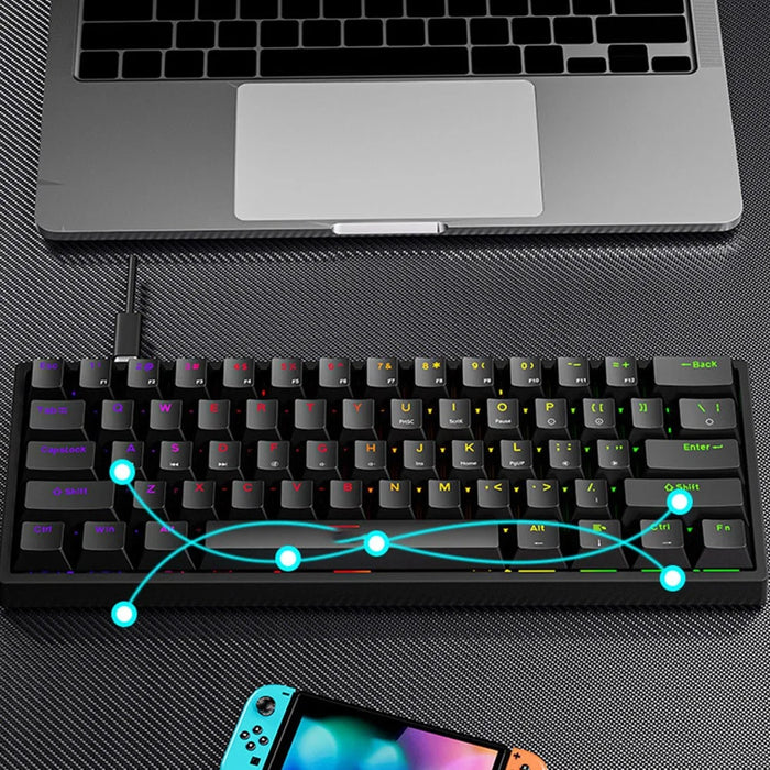 Y-FRUITFUL K33 61 Keys Type C Hot Swappable Mechanical Gaming Keyboard with RGB Light - Black - 7