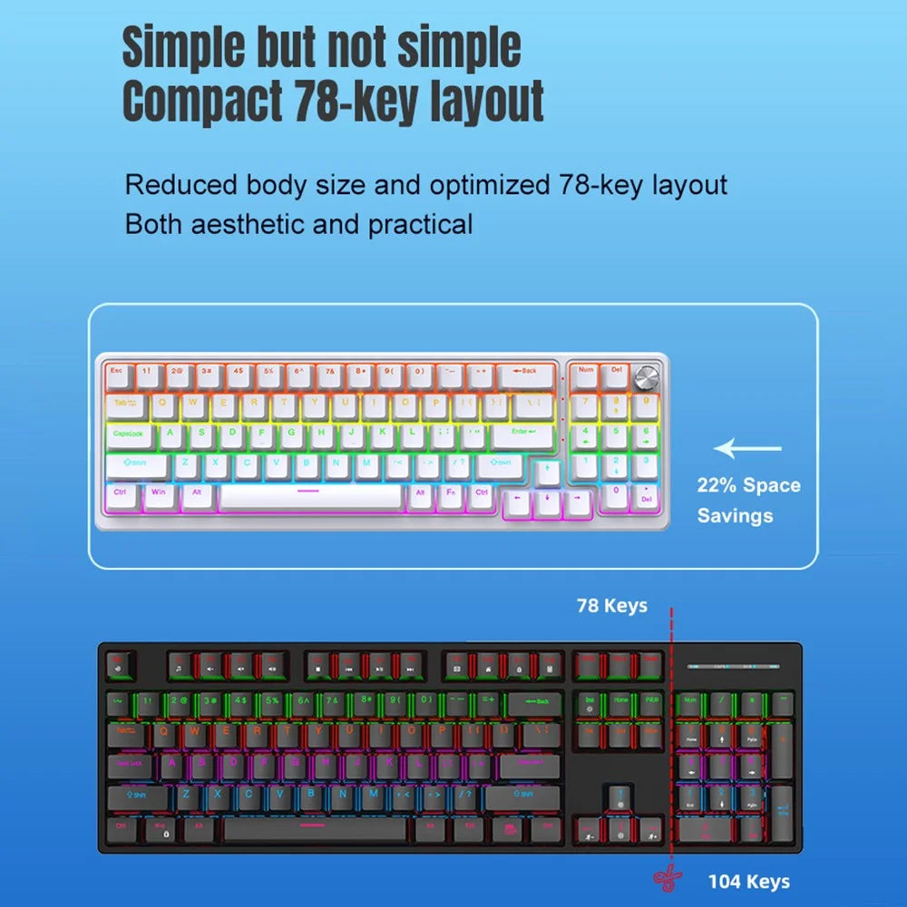 Y-FRUITFUL K78 Mechanical Keyboard 78 Keys RGB Backlit Wired Gaming Office Computer Keyboard - Blue - 3