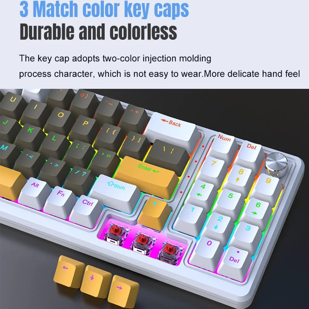 Y-FRUITFUL K78 Mechanical Keyboard 78 Keys RGB Backlit Wired Gaming Office Computer Keyboard - Blue - 4