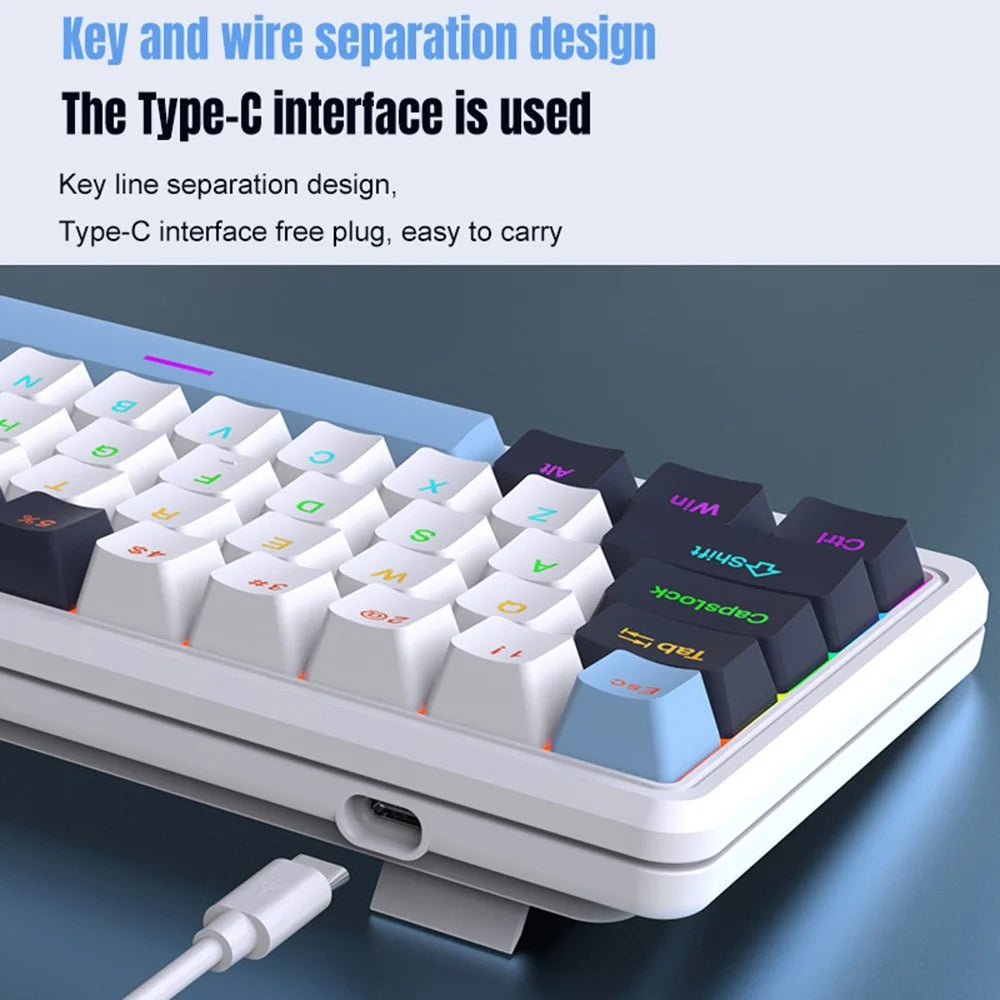 Y-FRUITFUL K78 Mechanical Keyboard 78 Keys RGB Backlit Wired Gaming Office Computer Keyboard - Blue - 6