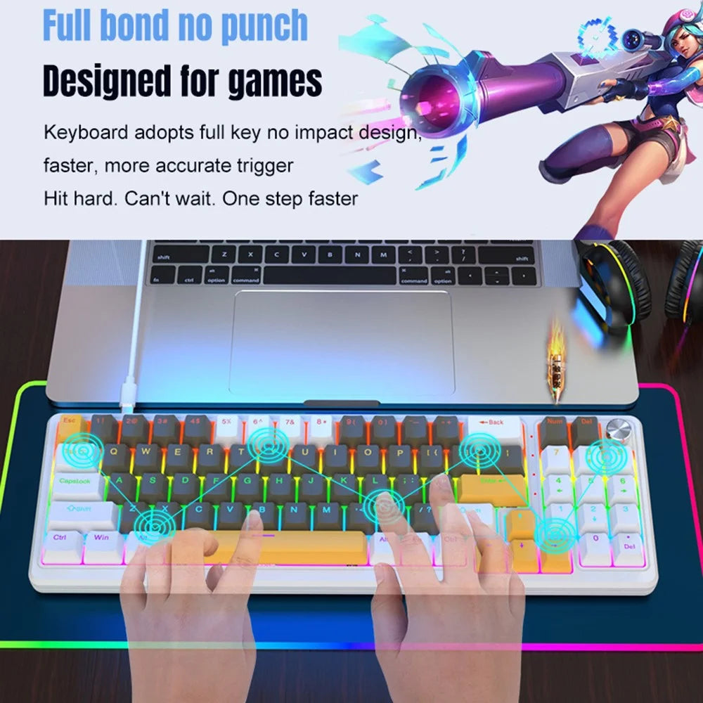 Y-FRUITFUL K78 Mechanical Keyboard 78 Keys RGB Backlit Wired Gaming Office Computer Keyboard - Blue - 7