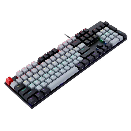 Y-FRUITFUL K135 104-Key RGB Mechanical Keyboard Gaming Office Waterproof Keyboard Blue Switches - Black  /  Grey - 1