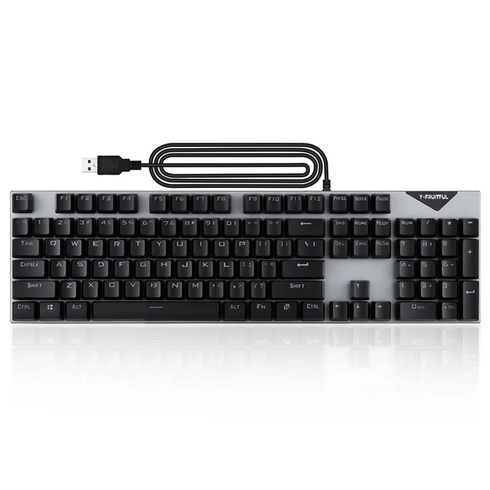 Y-FRUITFUL K137 Wired Mechanical Keyboard 104 Keys RGB Backlit Blue  /  Red Switch Gaming Keyboard - Black - 1