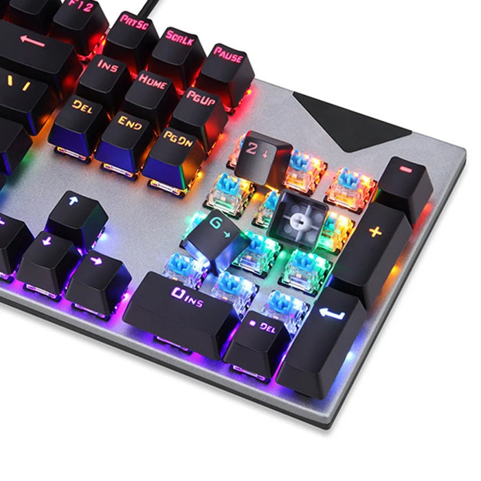 Y-FRUITFUL K137 Wired Mechanical Keyboard 104 Keys RGB Backlit Blue  /  Red Switch Gaming Keyboard - Black - 3