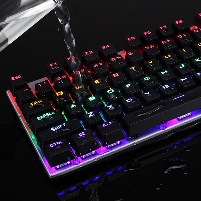 Y-FRUITFUL K137 Wired Mechanical Keyboard 104 Keys RGB Backlit Blue  /  Red Switch Gaming Keyboard - Black - 5