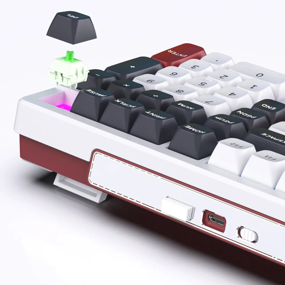 Y-FRUITFUL K102 102 Keys Tri-Mode Keyboard Gasket Structure Mechanical Gaming Keyboard with RGB Light - Titanium Blue - 4