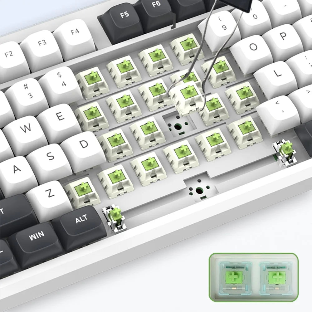 Y-FRUITFUL K102 102 Keys Tri-Mode Keyboard Gasket Structure Mechanical Gaming Keyboard with RGB Light - Titanium Blue - 6
