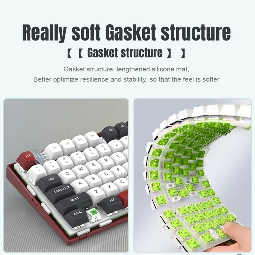 Y-FRUITFUL K102 102 Keys Tri-Mode Keyboard Gasket Structure Mechanical Gaming Keyboard with RGB Light - Titanium Blue - 7