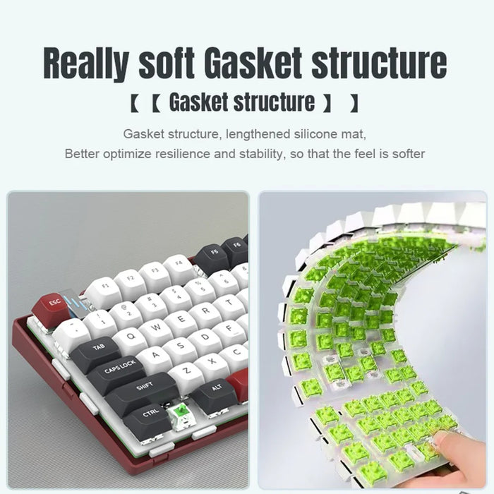 Y-FRUITFUL K102 102 Keys Tri-Mode Keyboard Gasket Structure Mechanical Gaming Keyboard with RGB Light - Titanium Blue - 7