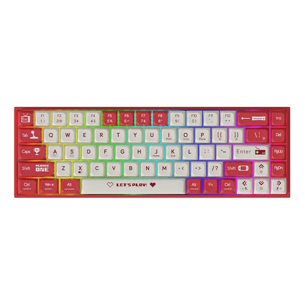 AJAZZ AK680 1.6m USB Wired Gaming Keyboard 68 Keys Hot Swappable Mechanical Keyboard - Red Switch / Red+White - 1