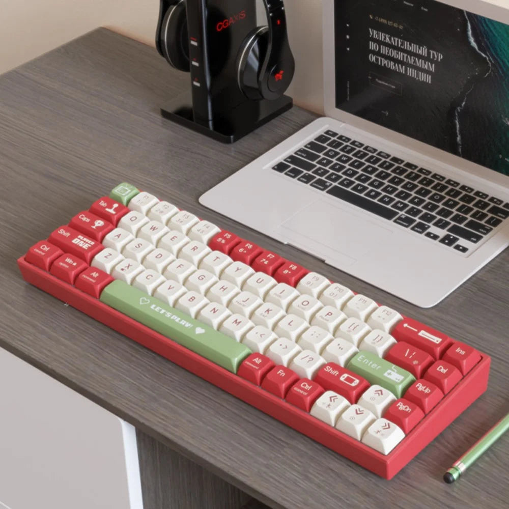 AJAZZ AK680 1.6m USB Wired Gaming Keyboard 68 Keys Hot Swappable Mechanical Keyboard - Red Switch / Red+White - 3