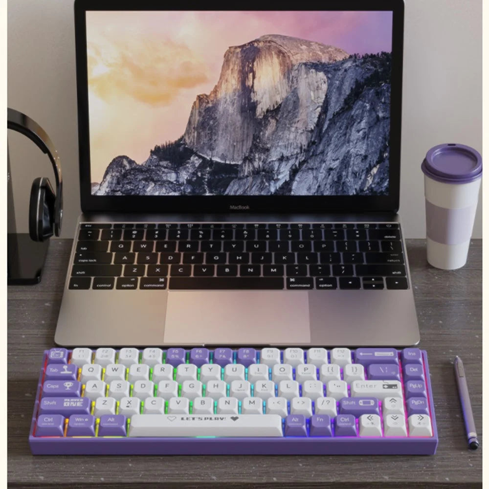 AJAZZ AK680 1.6m USB Wired Gaming Keyboard 68 Keys Hot Swappable Mechanical Keyboard - Red Switch / Red+White - 4