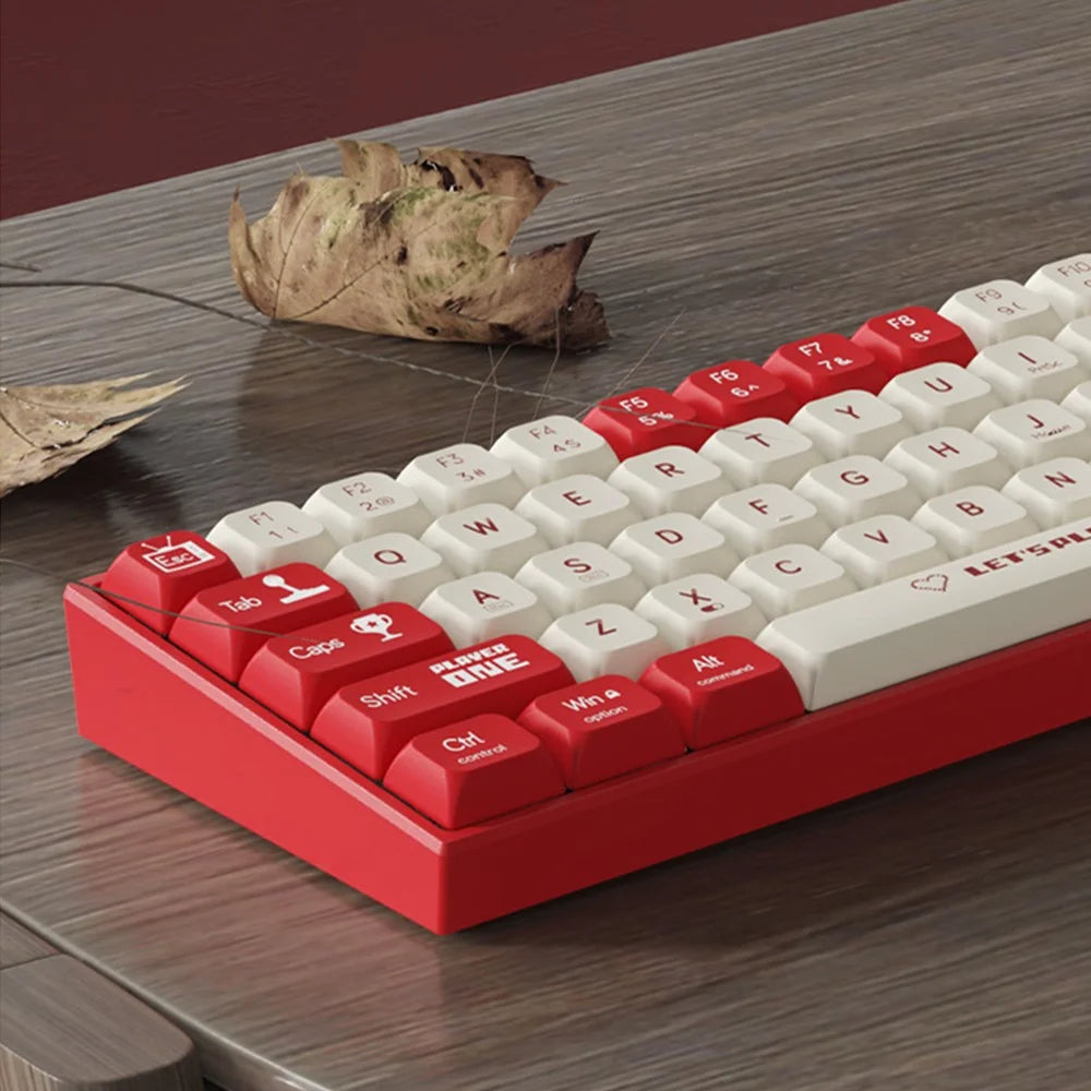 AJAZZ AK680 1.6m USB Wired Gaming Keyboard 68 Keys Hot Swappable Mechanical Keyboard - Red Switch / Red+White - 6
