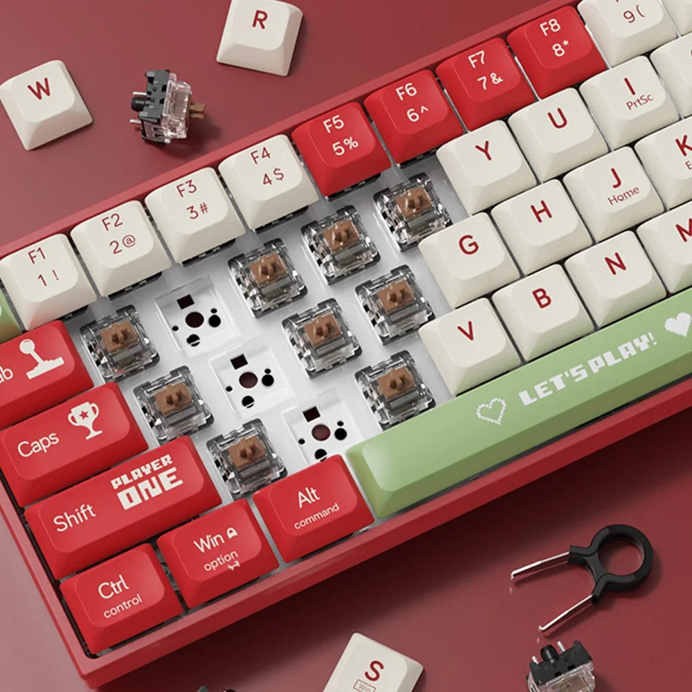 AJAZZ AK680 1.6m USB Wired Gaming Keyboard 68 Keys Hot Swappable Mechanical Keyboard - Red Switch / Red+White - 7