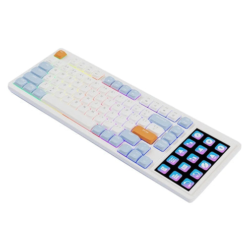 AJAZZ AKP815 81 Keys Low Profile Mechanical Keyboard with 4.95 Inch LCD Color Screen RGB Light Wired Keyboard - Brown Switch / Blue+White+Orange - 1