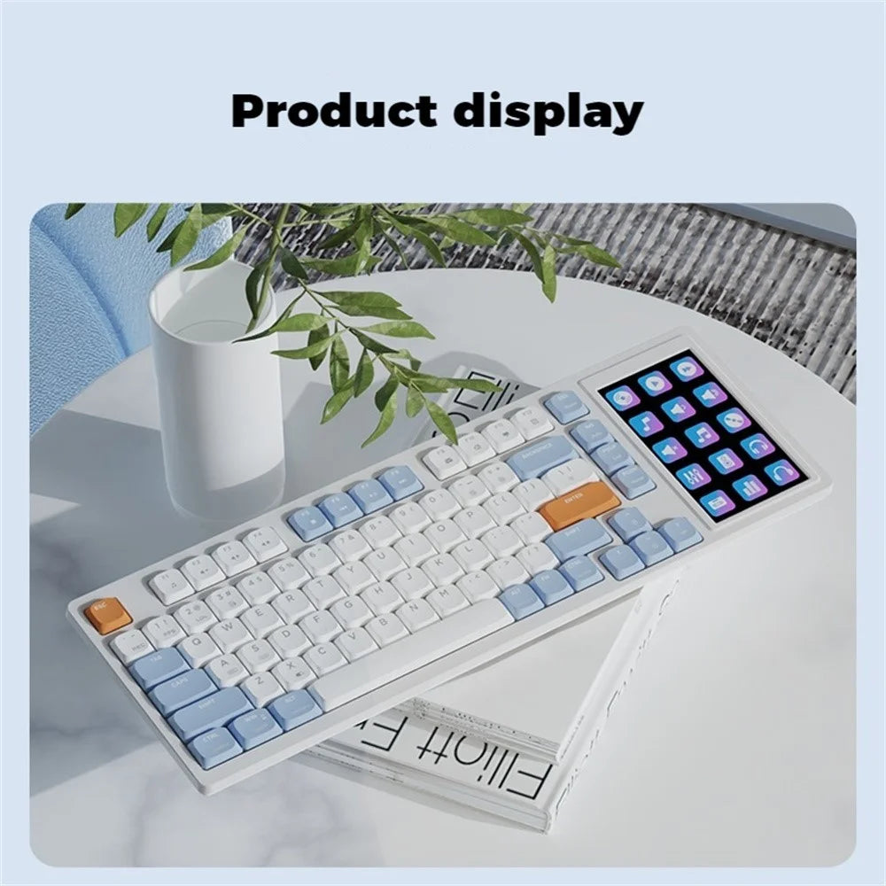 AJAZZ AKP815 81 Keys Low Profile Mechanical Keyboard with 4.95 Inch LCD Color Screen RGB Light Wired Keyboard - Brown Switch / Blue+White+Orange - 3