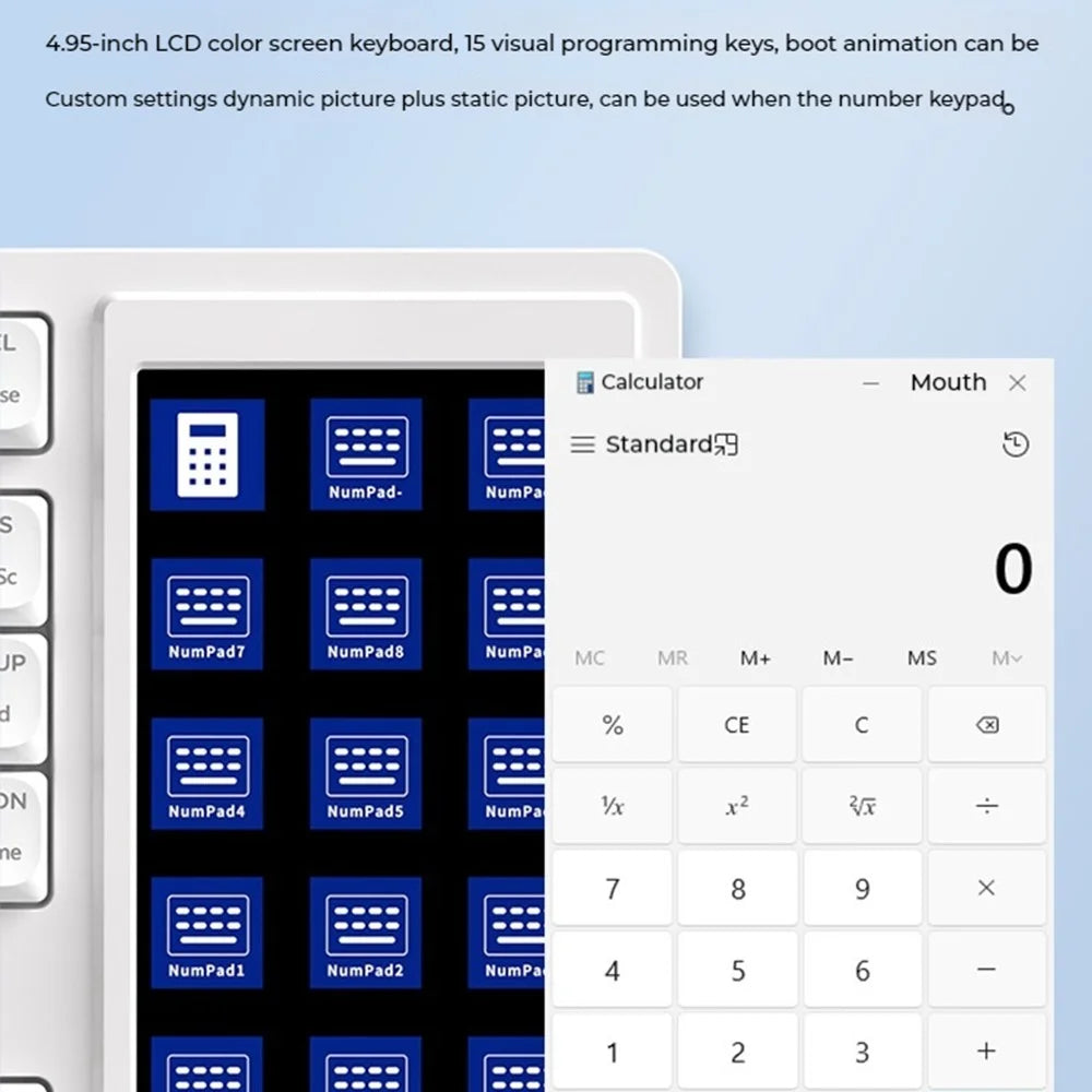 AJAZZ AKP815 81 Keys Low Profile Mechanical Keyboard with 4.95 Inch LCD Color Screen RGB Light Wired Keyboard - Brown Switch / Blue+White+Orange - 7