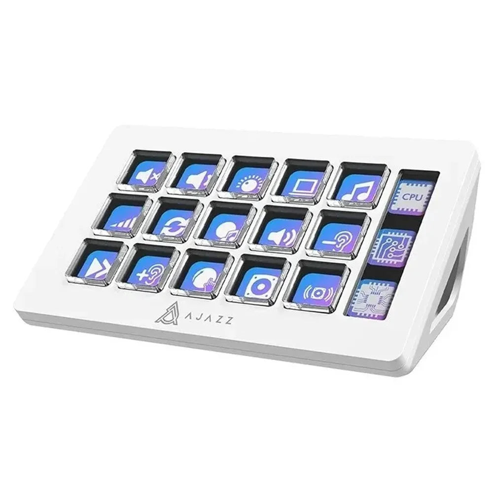 AJAZZ AKP153E Desktop Assistant Console Panel Custom Programming Intelligent Display 15 Keys Mini Keyboard - White - 1
