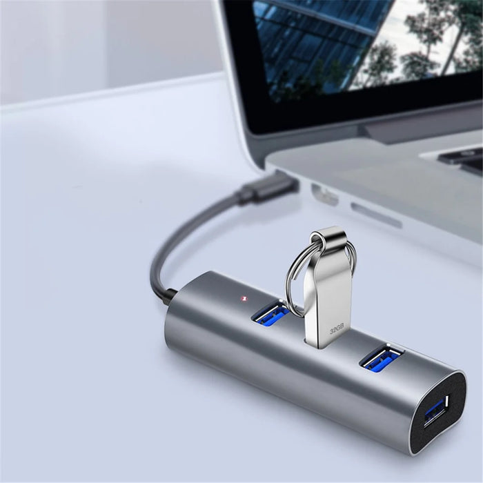 DM CHB010 4-Port USB Hub Type C to USB 3.0 Aluminum Alloy Docking Station High Speed Data Transfer - 5