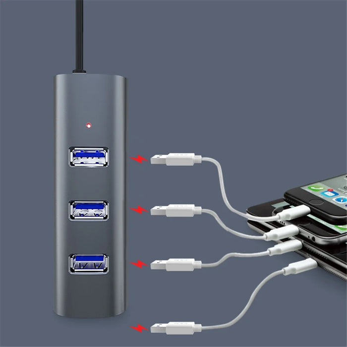 DM CHB010 4-Port USB Hub Type C to USB 3.0 Aluminum Alloy Docking Station High Speed Data Transfer - 6