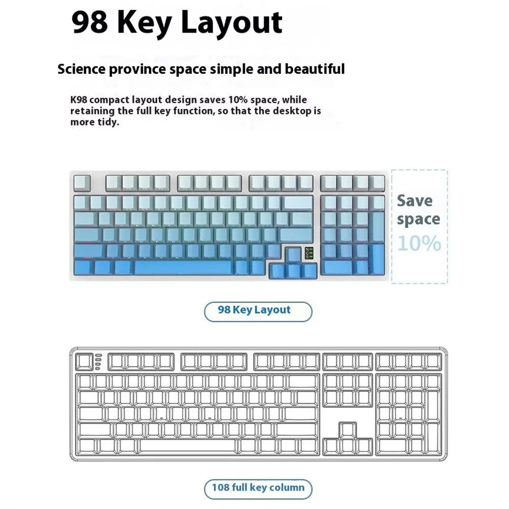 Y-FRUITFUL K98Pro 98 Keys Mechanical Keyboard Triple Mode Hot Swappable Gaming Keyboard with RGB Backlit - Style A - 7