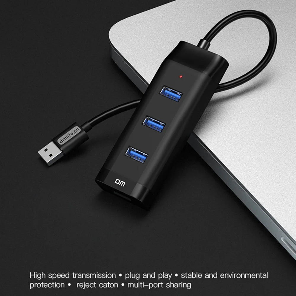 DM CHB007 4 Ports USB 3.0 Hub 5Gbps High Speed Transfer Docking Station with 120cm Cable - 2