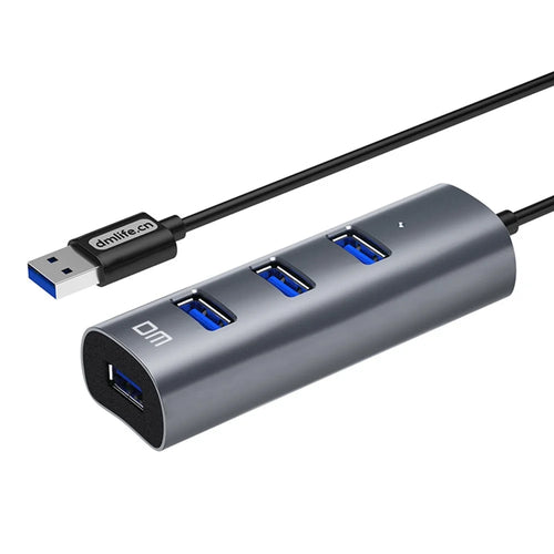 DM CHB009 Portable 4 Ports USB 3.0 Hub Plug and Play High Speed Expansion Adapter - 1