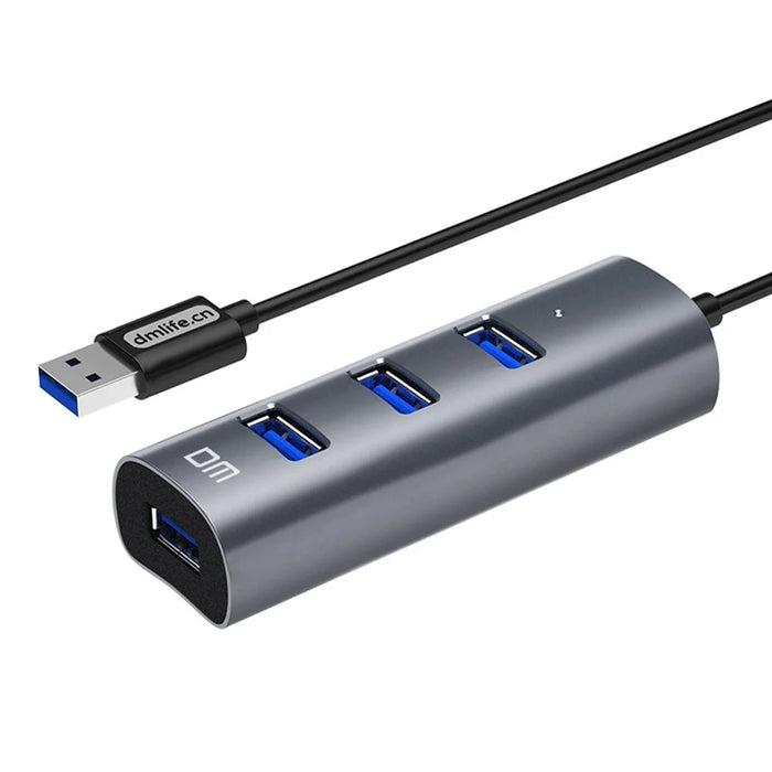 DM CHB009 Portable 4 Ports USB 3.0 Hub Plug and Play High Speed Expansion Adapter - 1