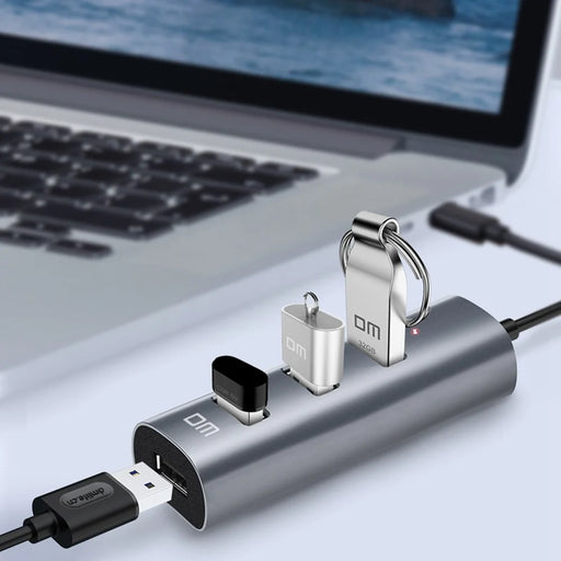 DM CHB009 Portable 4 Ports USB 3.0 Hub Plug and Play High Speed Expansion Adapter - 2