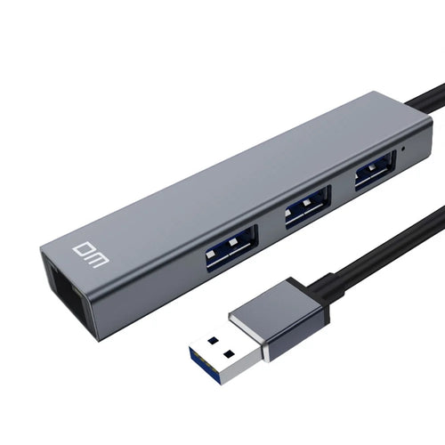 DM CHB011 3 Ports USB 2.0 Hub with RJ45 Ethernet Port Compatible with Windows / Macos / Linux - 1