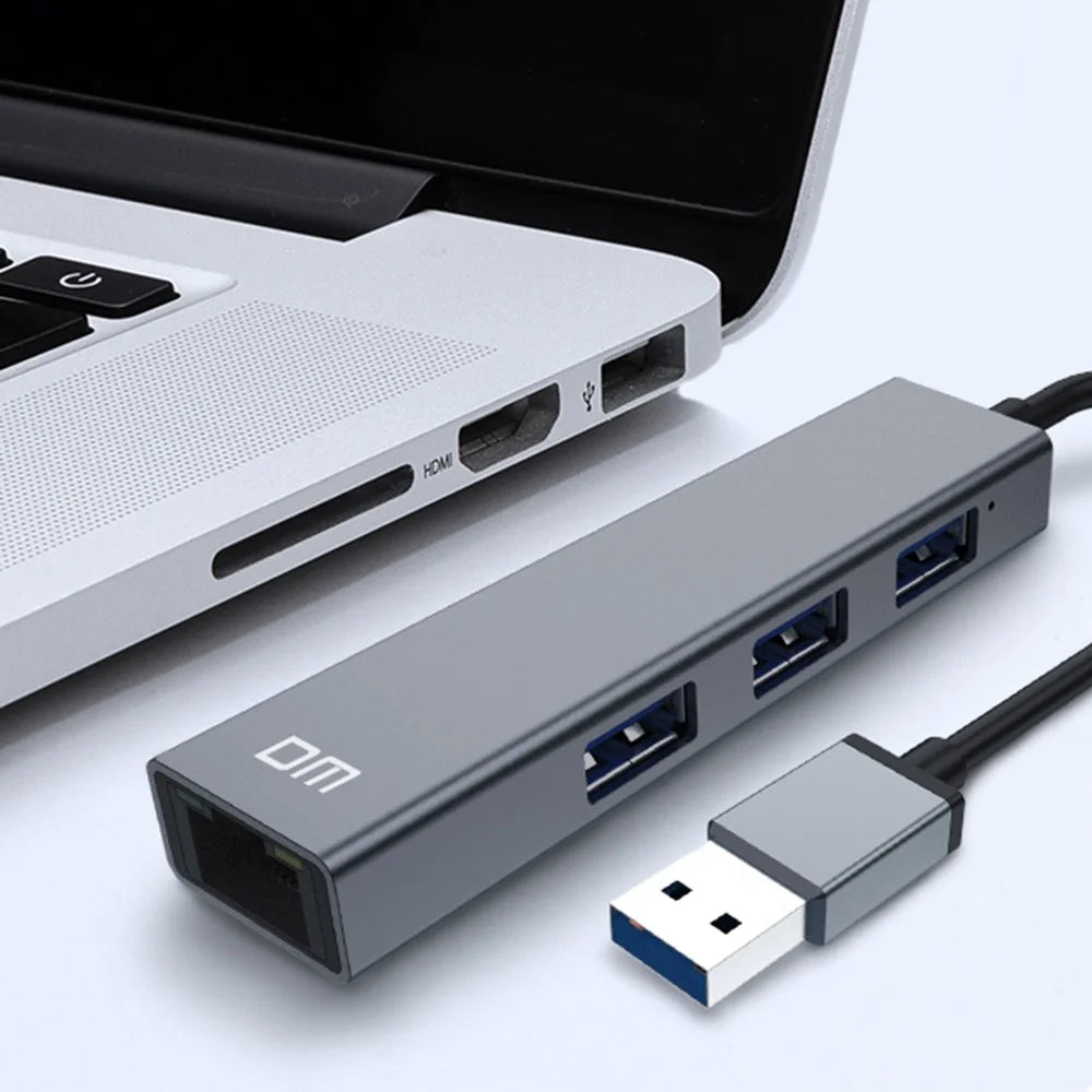 DM CHB011 3 Ports USB 2.0 Hub with RJ45 Ethernet Port Compatible with Windows / Macos / Linux - 6
