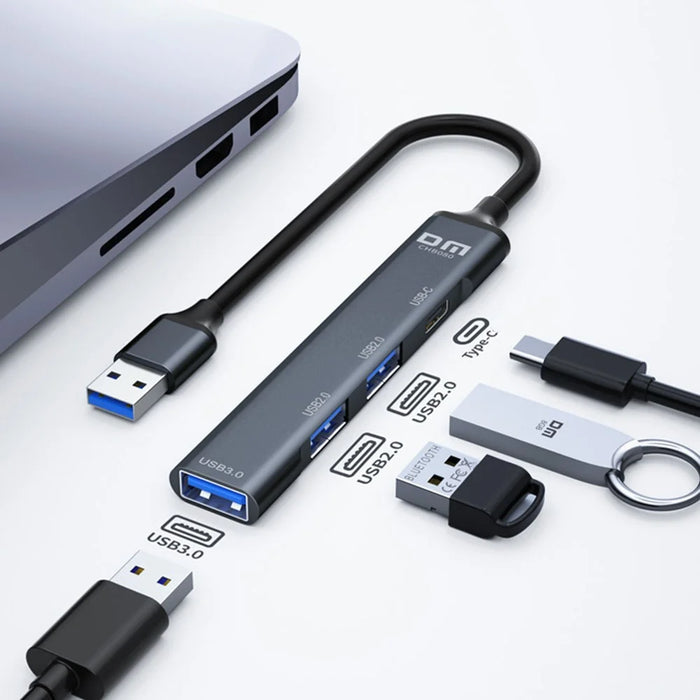 DM CHB080 For U Disk / Hard Drive 3 Ports USB Hub USB 3.0 + 2 USB 2.0 Expansion Dock with Type C Power Delivery - 4
