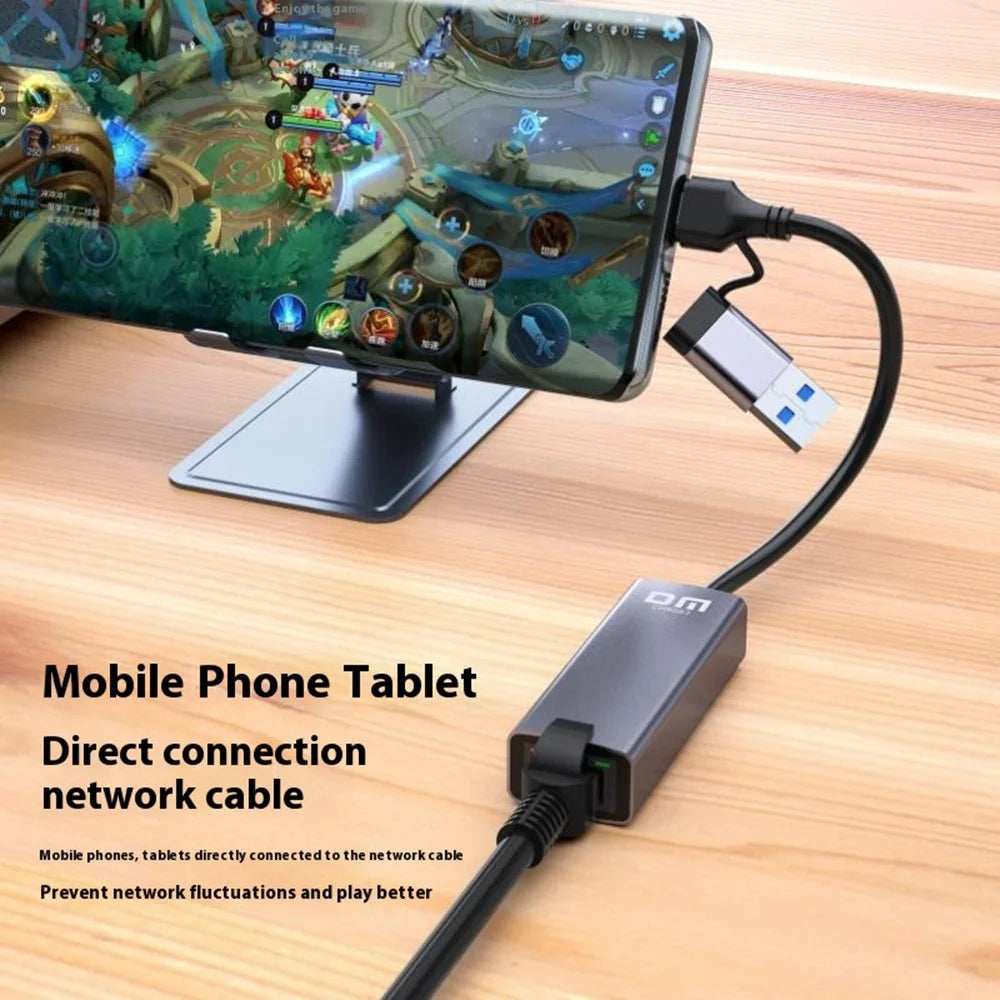 DM CHB083 Gigabit Ethernet Hub USB Type-C 2-in-1 Network Adapter 1000Mbps For Gaming Streaming Office - 7