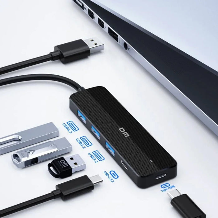 DM CHB037 4 Port USB Hub USB 3.2 High Speed 5Gbps Data Transfer Adapter For Multiple Devices - 4