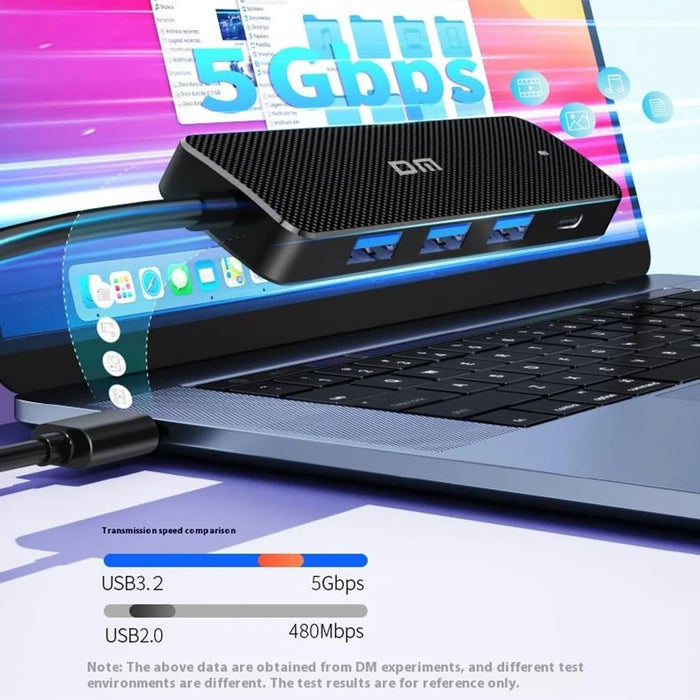 DM CHB037 4 Port USB Hub USB 3.2 High Speed 5Gbps Data Transfer Adapter For Multiple Devices - 5