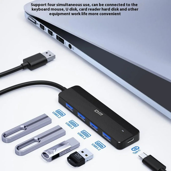 DM CHB090 4 Ports USB 3.2 Hub High Speed 5Gbps Data Transfer Expansion Dock with Type C Power Delivery - 4