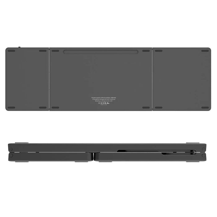 KF86 MAX Foldable Wireless Bluetooth-Compatible Keyboard with Touchpad + Leather Case - Grey - 3