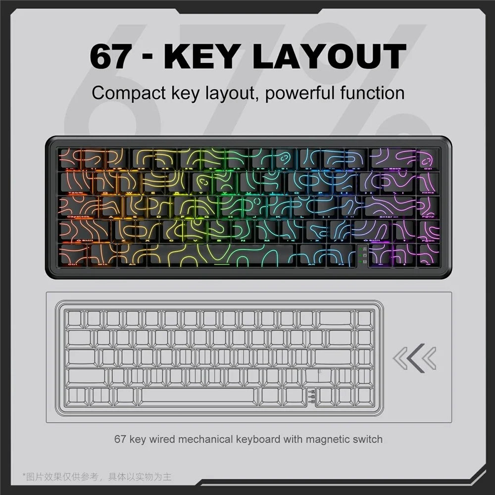 ONIKUMA G67 Wired Magnetic Axis Mechanical Keyboard 67 Keys Anti-Ghosting Hot-Swappable for Gaming / Office - 6