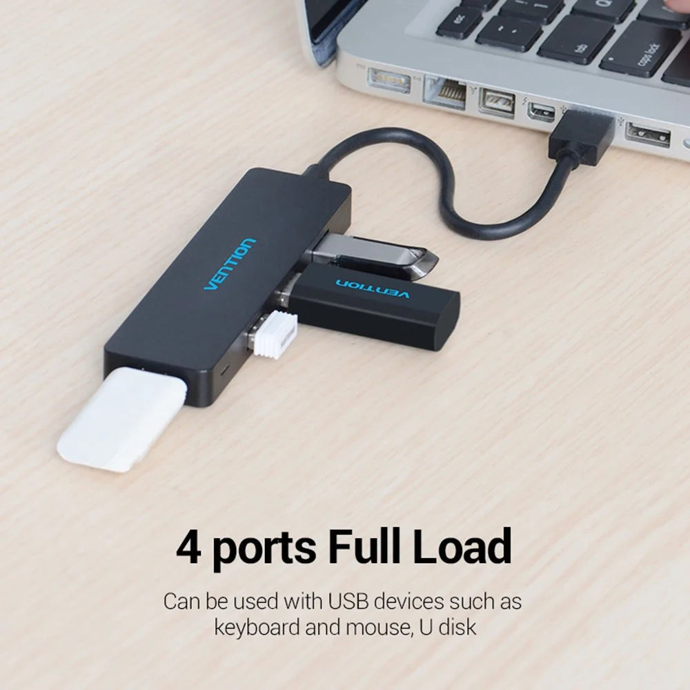VENTION CHKBB 4 Ports USB 3.0 Hub High Speed Data Transfer Docking Station for Desktop PC / Laptop - 7