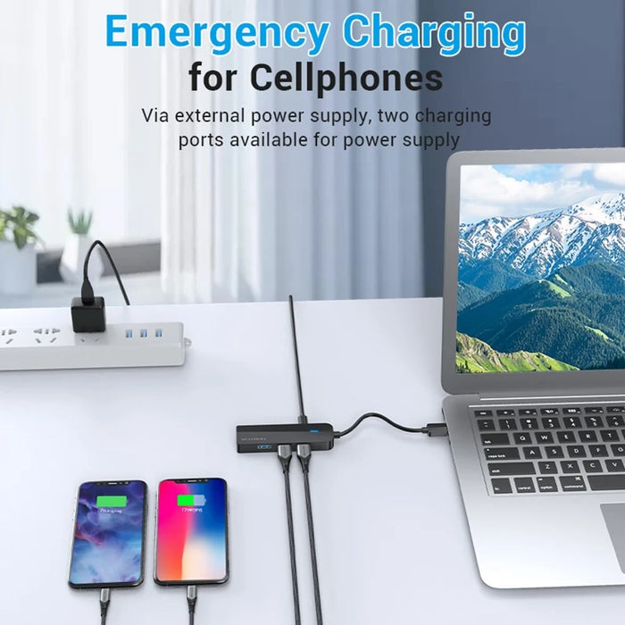 VENTION CHNBB 5 in 1 USB Hub USB 3.0 x 3 + Gigabit Ethernet Docking Station with Micro USB Power Port - 7