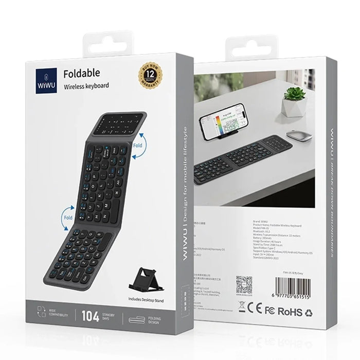 WIWU FMK-05 Foldable Wireless Keyboard for Laptop  /  Tablet  /  Smartphone Bluetooth-compatible Keyboard - 7